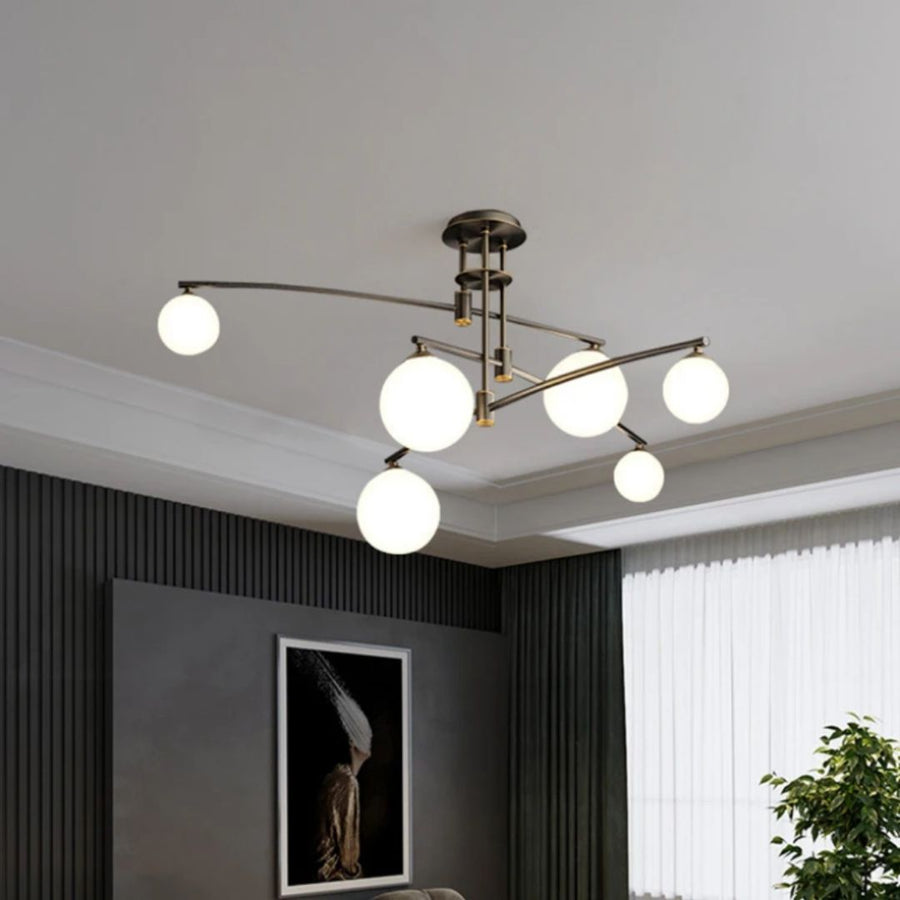 Lustre avec abat-jour rond, Dôme PENTHOUSE, 6x G9, Noir, Métal