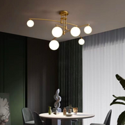 Lustre avec abat-jour rond, Dôme PENTHOUSE, 6x G9, Or, Métal