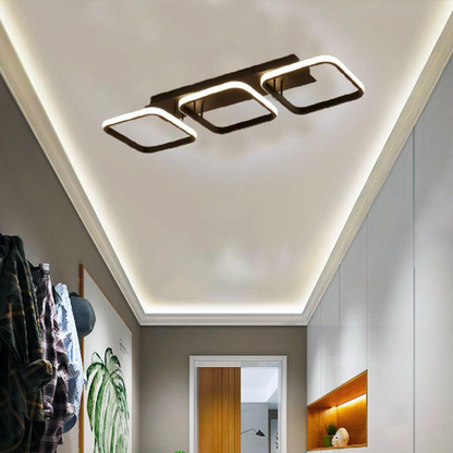 Lustre LED VERTEX 34W, 3 carrés, Linéaire, Lumière Froid/Chaud/Neutre, Noir