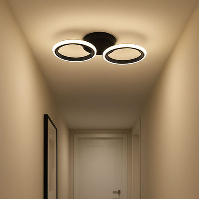 GRAND Lustre LED 28W, 2 Cercles, Lumière Froid/Chaud/Neutre, Noir