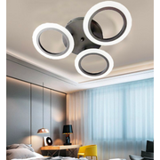 GRAND Lustre LED 41W, 3 Cercles, Lumière Froid/Chaud/Neutre, Noir