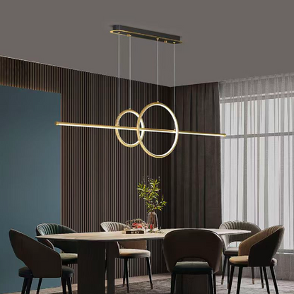 Lustre LED suspendu avec télécommande CASSANDRA 40W, Linéaire, Lumière Froide/Chaude/Neutre, Dimmable, Or, Hauteur réglable