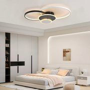 Lustre LED avec télécommande KILLIAN 80W, 4 Cercles, Lumière Froide/Chaude/Neutre, Dimmable, Noir Blanc