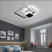 Lustre LED avec télécommande ANEMONA 71W, 3 Carrés, Lumière Froid/Chaud/Neutre, Dimmable, Noir