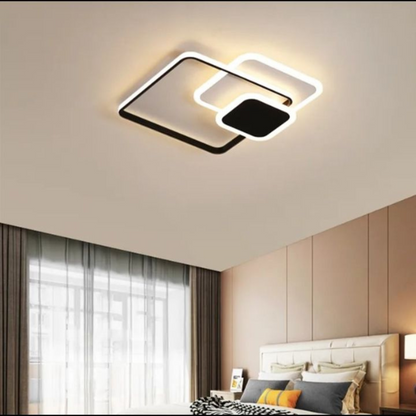 Lustre LED avec télécommande ANEMONA 71W, 3 Carrés, Lumière Froid/Chaud/Neutre, Dimmable, Noir
