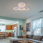 Lustre LED avec télécommande et cristal DAISY 53W, 4 éléments, Lumière Froide/Chaude/Neutre, Dimmable, Blanc