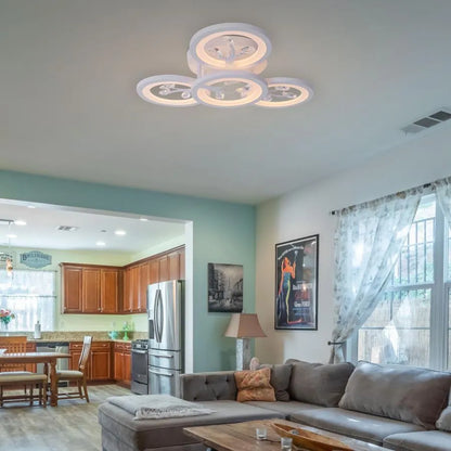 Lustre LED avec télécommande et cristal DAISY 53W, 4 éléments, Lumière Froide/Chaude/Neutre, Dimmable, Blanc