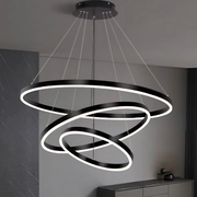 Lustre suspendu LED PAGANO 95W, Lumière Froide/Chaude/Neutre, Noir, Hauteur Réglable