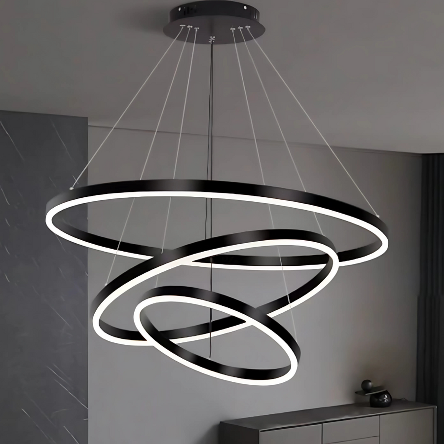 Lustre suspendu LED PAGANO 95W, Lumière Froide/Chaude/Neutre, Noir, Hauteur Réglable