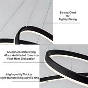 Lustre suspendu LED PAGANO 47W, 3000K/4000K/6000K, 2 Cercles, Noir, Hauteur réglable