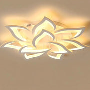 Lustre LED avec télécommande LOTUS 91W, 9 pétales, Lumière Froide/Chaude/Neutre, Dimmable, Blanc