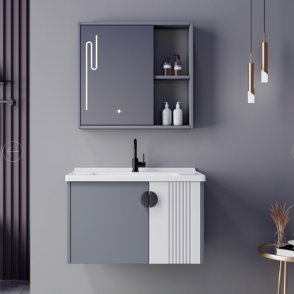 MYKONOS Ensemble de Meubles de Salle de Bain, 80x40 cm, 2 pièces, Gris et Blanc