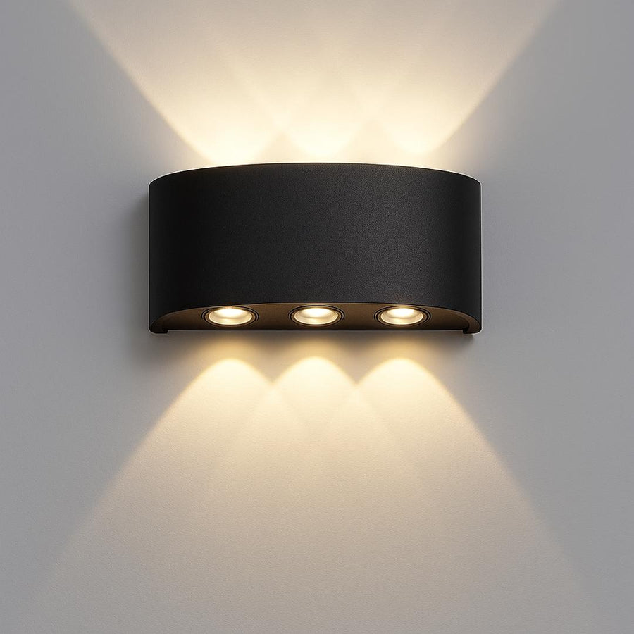 Applique murale d'extérieur LED Ellis, 6 W, 6 sources lumineuses, lumière chaude, noir