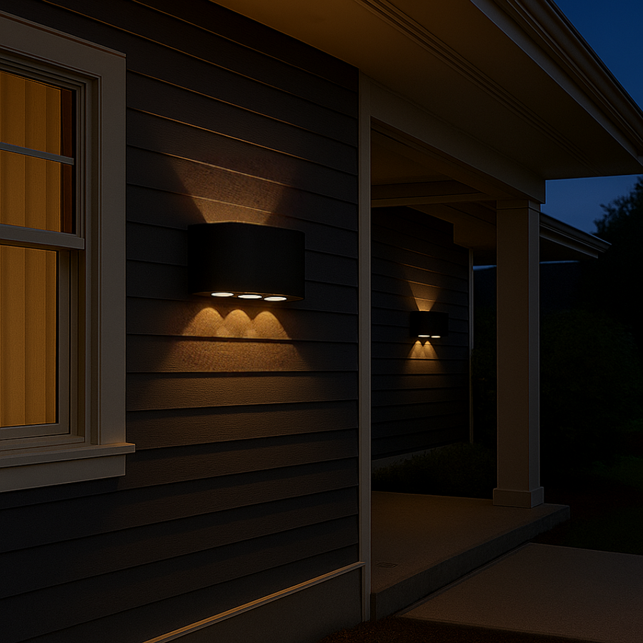 Applique murale d'extérieur LED Ellis, 6 W, 6 sources lumineuses, lumière chaude, noir