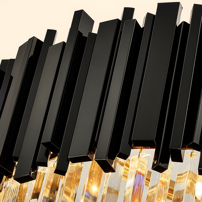 Lustre en cristal BLOIS Ascender, 28xE14, diamètre 60 cm, noir, hauteur réglable