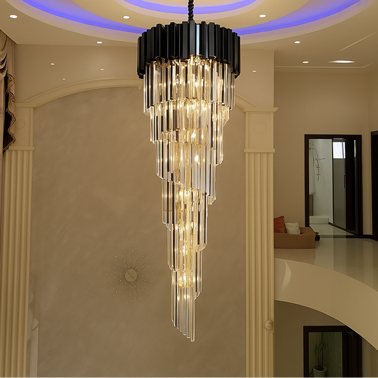 Lustre en cristal BLOIS Ascender, 28xE14, diamètre 60 cm, noir, lustre en cristal à hauteur réglable Default Title Alessandro Design