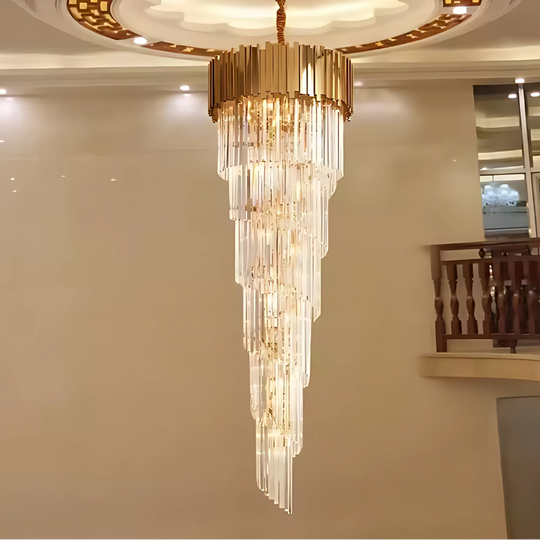 Lustre en cristal BLOIS Ascender E14, diamètre 60 cm, doré, lustres en cristal à hauteur réglable Titre par défaut Alessandro Design