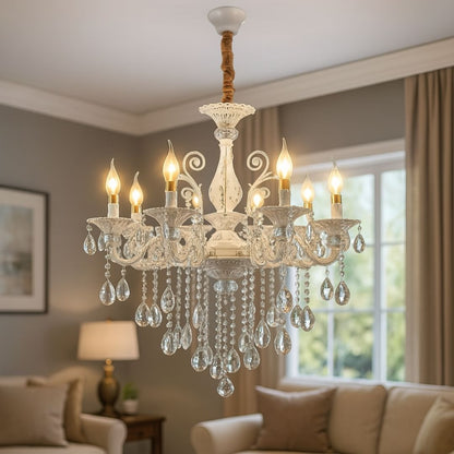 SANSSOUCI Magno Lustre en cristal, 8xE14, diamètre 70 cm, blanc