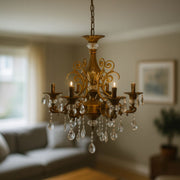 SANSSOUCI Magno Lustre en cristal, 6xE14, diamètre 60 cm, laiton antique