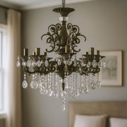 SANSSOUCI Magno Lustre en cristal, 8xE14, diamètre 65 cm, laiton antique