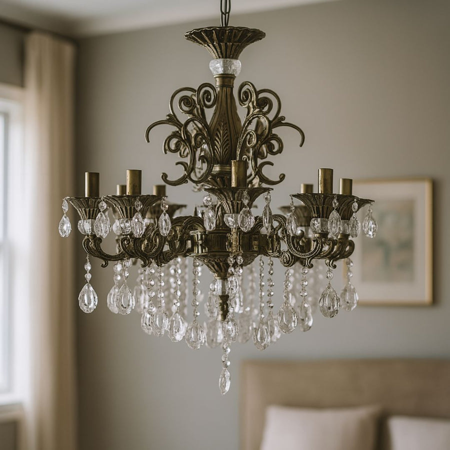 SANSSOUCI Magno Lustre en cristal, 8xE14, diamètre 65 cm, laiton antique