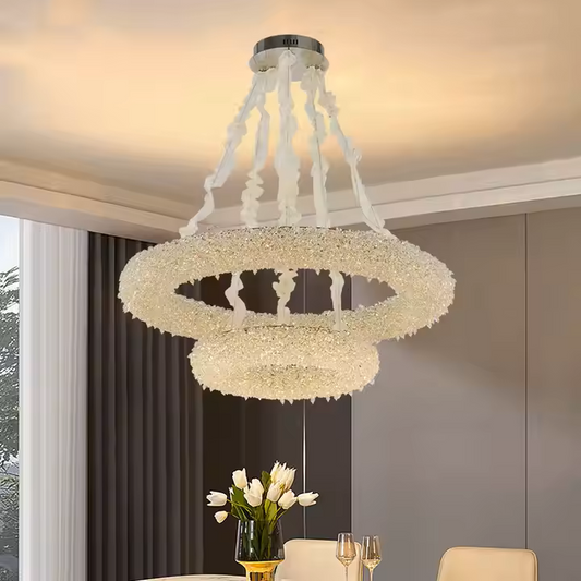 Lustre en cristal, PRAGUE Imperio, 78W, diamètre 71cm, lumière froide/chaude/neutre, doré, hauteur réglable