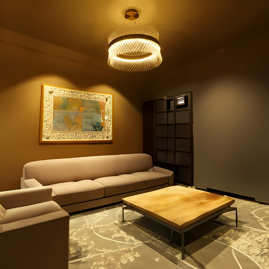 Lustre en cristal ALHAMBRA Eleganza, LED, 71W, diamètre 49cm, lumière chaude/froide/neutre, variable, hauteur réglable, doré