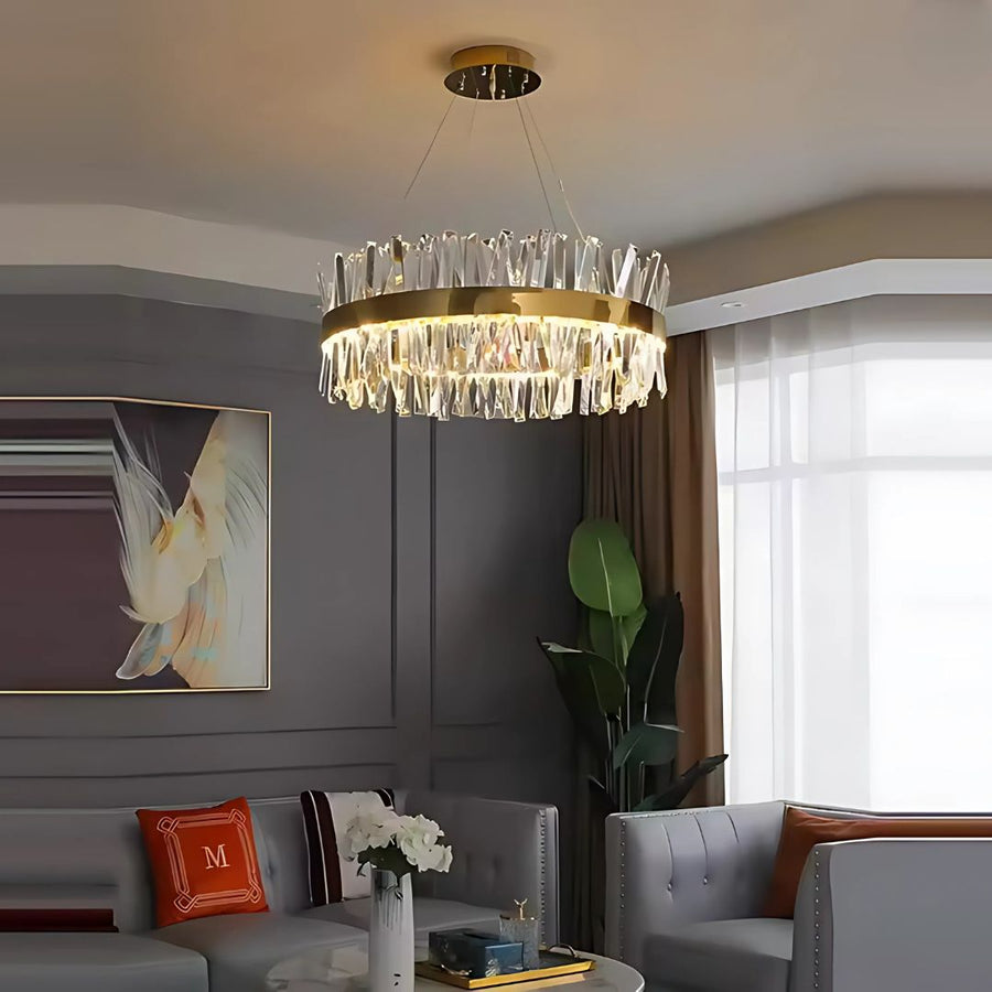 CASERTA Lustre LED avec télécommande, 95 W, variable, diamètre 80 cm, doré