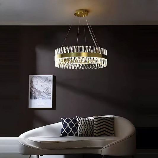 CASERTA Lustre LED avec télécommande, 95 W, variable, diamètre 80 cm, doré