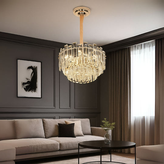 Lustre en cristal FONTAINEBLEAU Elegance, 9x E14, diamètre 45 cm, doré, lustres en cristal à hauteur réglable Titre par défaut Alessandro Design