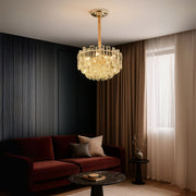 Lustre en cristal FONTAINEBLEAU Elégance, 9x E14, diamètre 45cm, doré, hauteur réglable