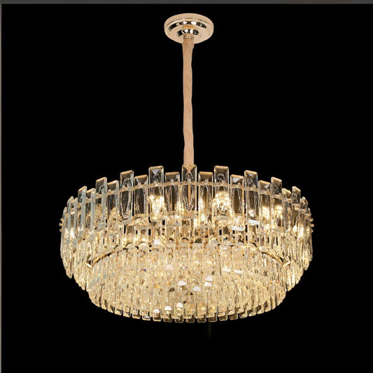 Lustre en cristal FONTAINEBLEAU Supremo, 15x E14, diamètre 75cm, doré, hauteur réglable