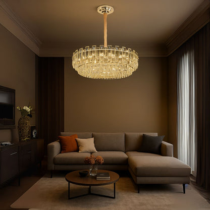 Lustre en cristal FONTAINEBLEAU Supremo, 15x E14, diamètre 75cm, doré, hauteur réglable