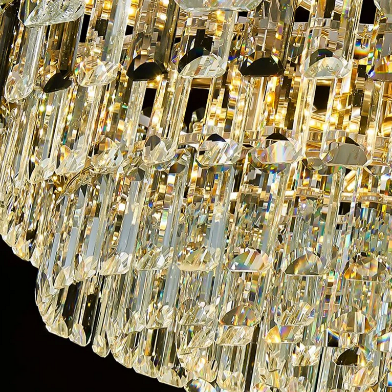 Lustre en cristal FONTAINEBLEAU Supremo, 15x E14, diamètre 75cm, doré, hauteur réglable