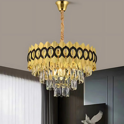 Lustre en cristal PIERREFONDS Petito 3xE14, diamètre 37cm, doré brillant, hauteur réglable