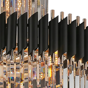 Lustre en cristal CC900/600X1800, 26xE14, diamètre 60 cm, hauteur 1800 cm, or brillant et noir, hauteur réglable, design élégant