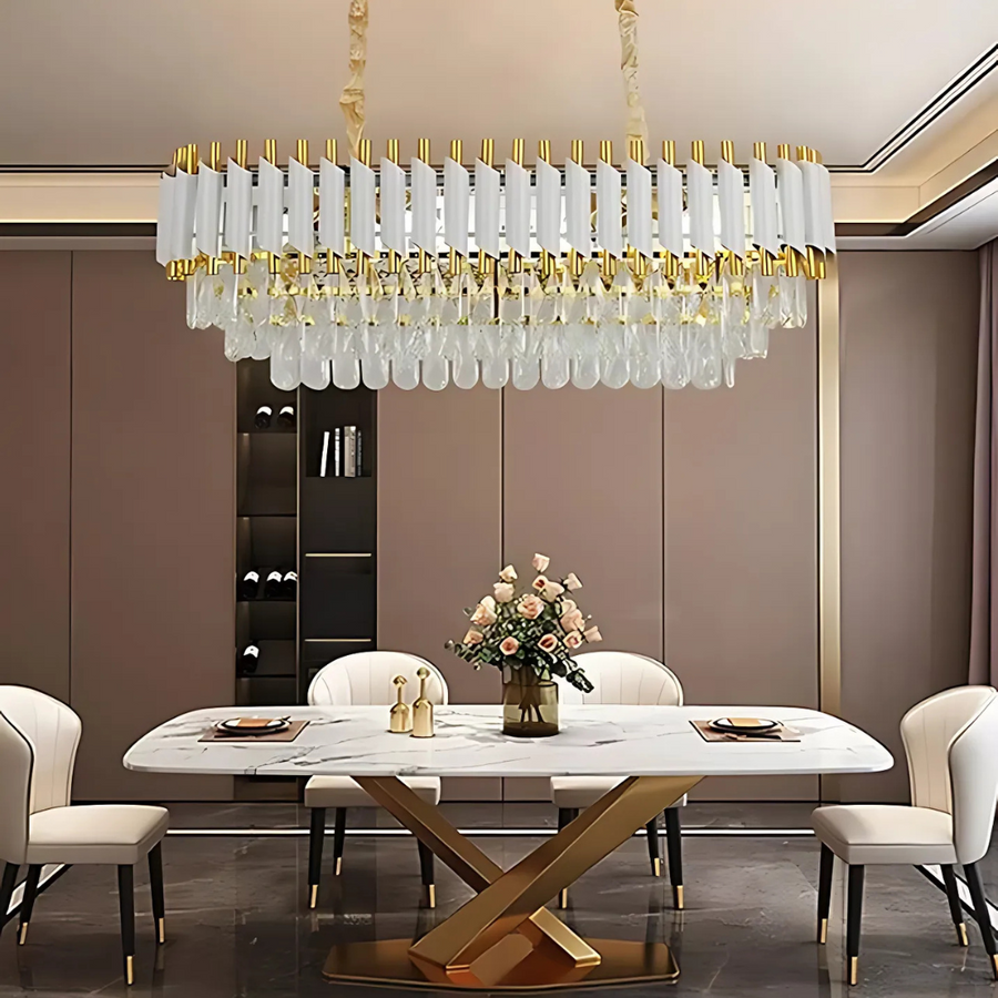 VERSAILLES Lustre en cristal Regalis, diamètre 80 cm, 10xE14, blanc, hauteur réglable