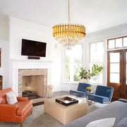 Lustre en cristal VERSAILLES Elegance 8x E14, diamètre 49cm, doré, hauteur réglable