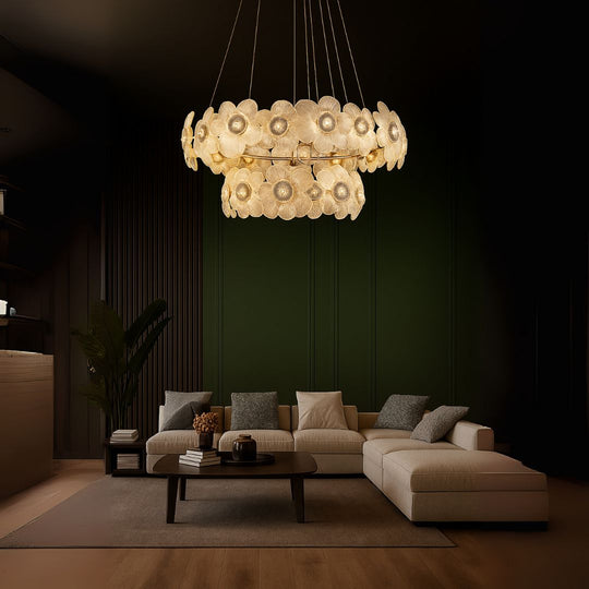 Candélabre en cristal Cadenza Largo, diamètre 76 cm, 132 W, 3000K4000K6000K, hauteur réglable, candélabre en cristal doré Titre par défaut Alessandro Design