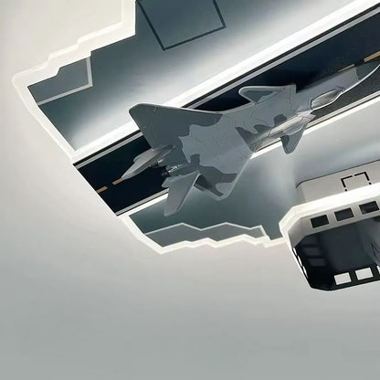 Lustre LED PORTAVION pour enfant, 128W, Lumière Froid/Chaud/Neutre, Gris Aéronautique