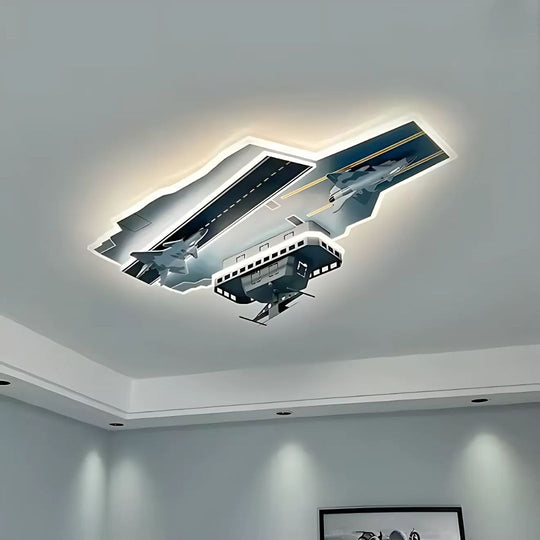 Lustre LED pour enfants AIRCRAFT, 128W, lumière froide/chaude/neutre, lustres pour enfants gris aéronautique Default Title Alessandro Design