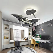 Lustre enfant LED FIGHTER, Type Avion, 100W, Lumière Froid/Chaud/Neutre, Gris Aéronautique