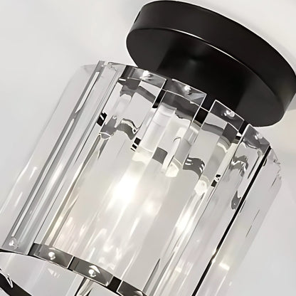 Lustre géorgien classique, 1x E27, abat-jour en verre, noir, métal et verre