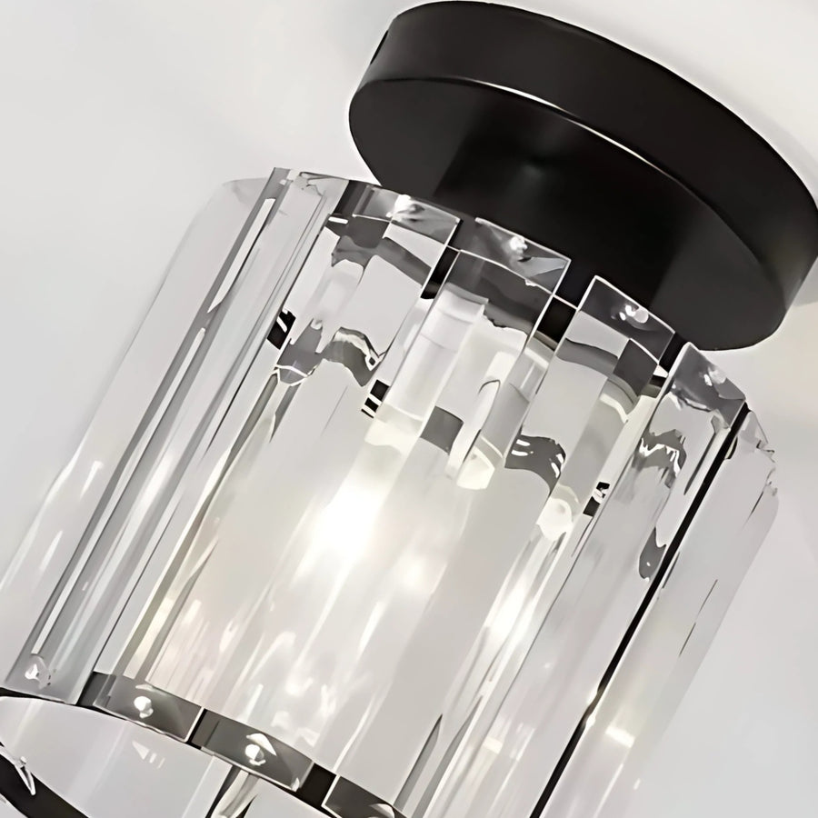 Lustre géorgien classique, 1x E27, abat-jour en verre, noir, métal et verre