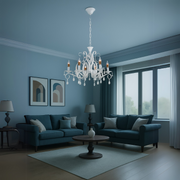 DELLI SANTI Lustre 6xE14, diamètre 49cm, blanc, hauteur réglable