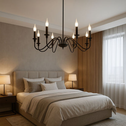 AVANT Lustre Métallique, 92cm, Type Pendule avec bras, Rond, 8xE14, Noir