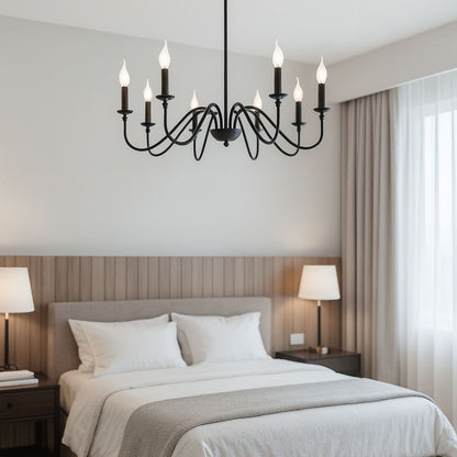 AVANT Lustre Métallique, 92cm, Type Pendule avec bras, Rond, 8xE14, Noir