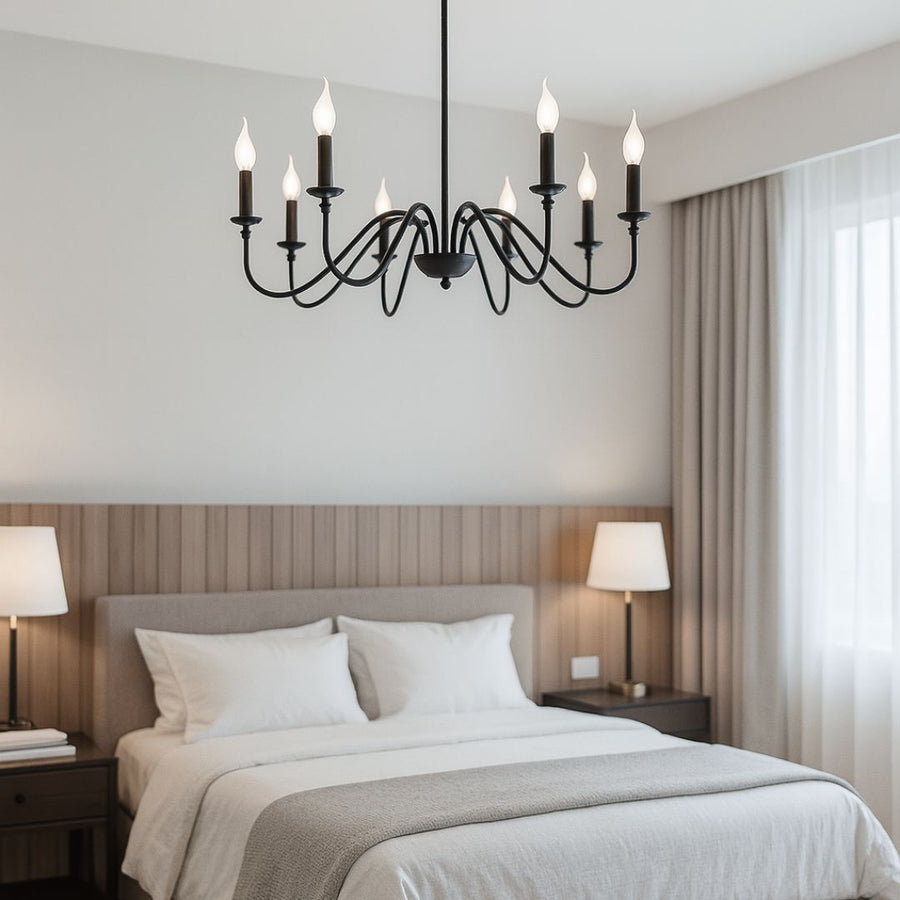 AVANT Lustre Métallique, 92cm, Type Pendule avec bras, Rond, 8xE14, Noir