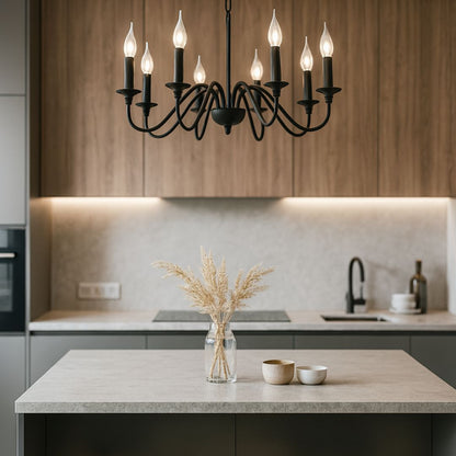 AVANT Lustre Métallique, 92cm, Type Pendule avec bras, Rond, 8xE14, Noir