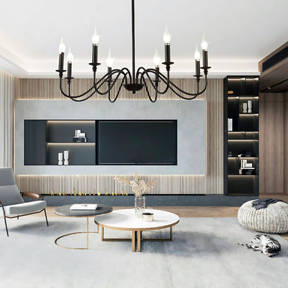 AVANT Lustre Métallique, 92cm, Type Pendule avec bras, Rond, 8xE14, Noir